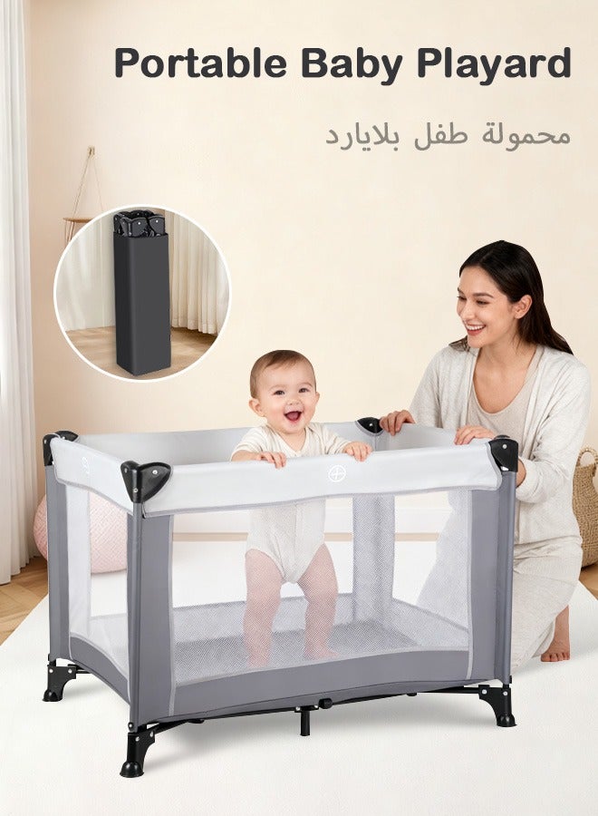 HAYALUX 2 In 1 Baby Crib, Portable Newborn Playard, Foldable Travel Bed Playpen, Travel Crib Nursery Center With Matress - Image 3